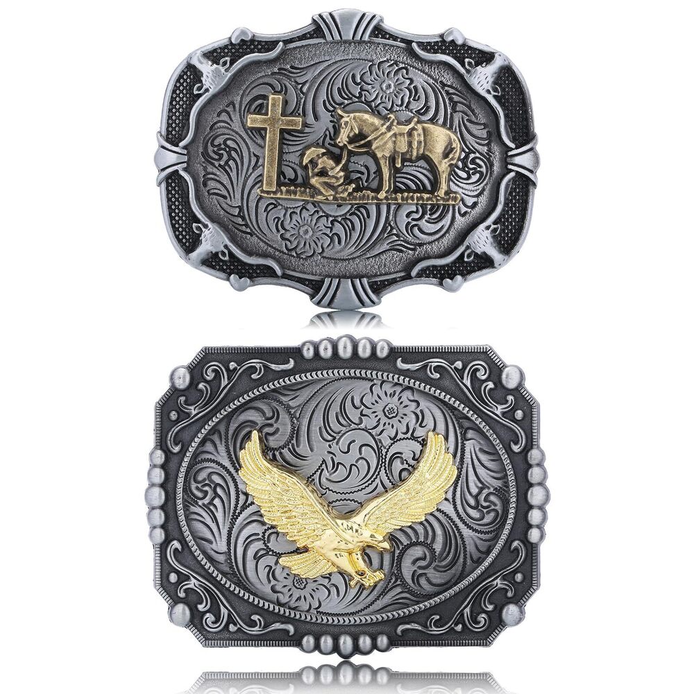 3370 Buckles , Western Cowboy Rodeo Eagle Cross Prayer Buckles, Western